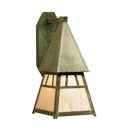 Arroyo Craftsman 8" Dartmouth Sconce, Raw Copper, Gold White Iridescent Glass DS-8GW-RC